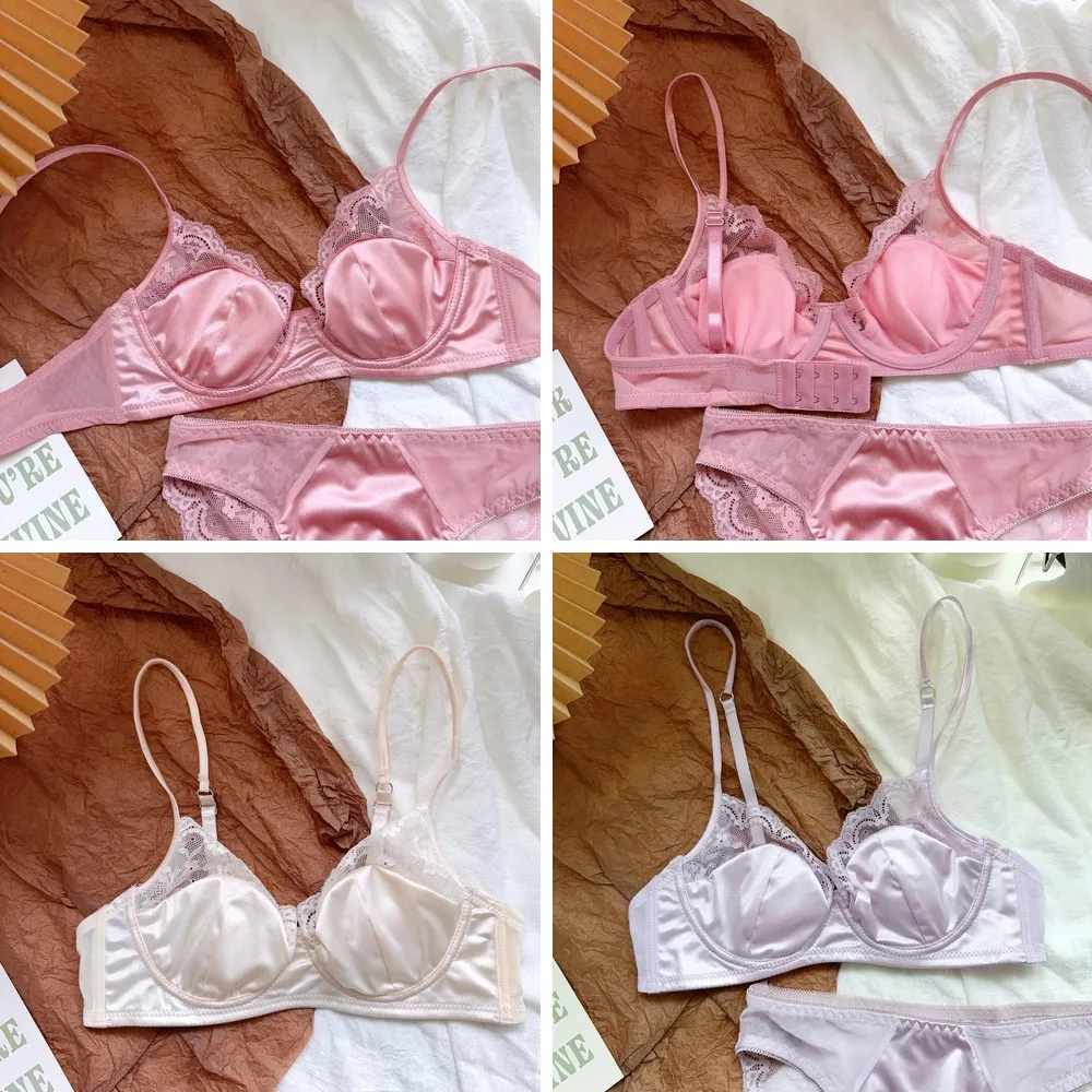 

Lightweight Lace Trim Underwire Bra Set for Women, Small Bust Support & Smooth Finish