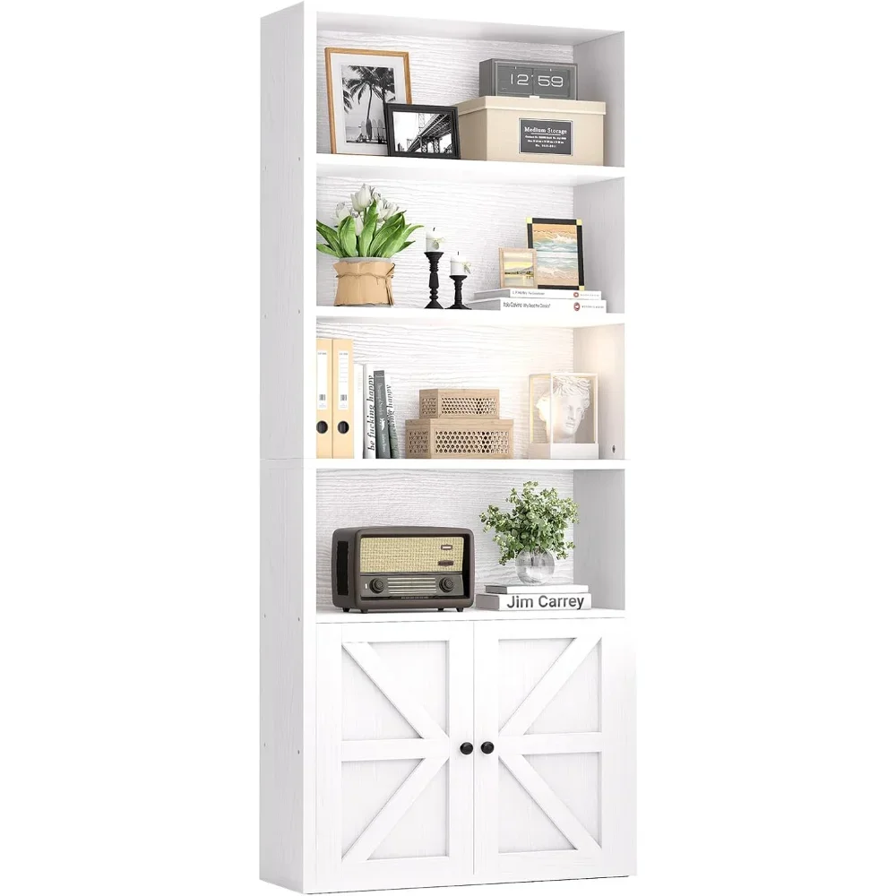 

71.5" Tall Bookshelf and Bookcase, 6-Tier Wooden Bookshelves with Cabinet Doors, Floor Bookshelves and Storage Cabinets