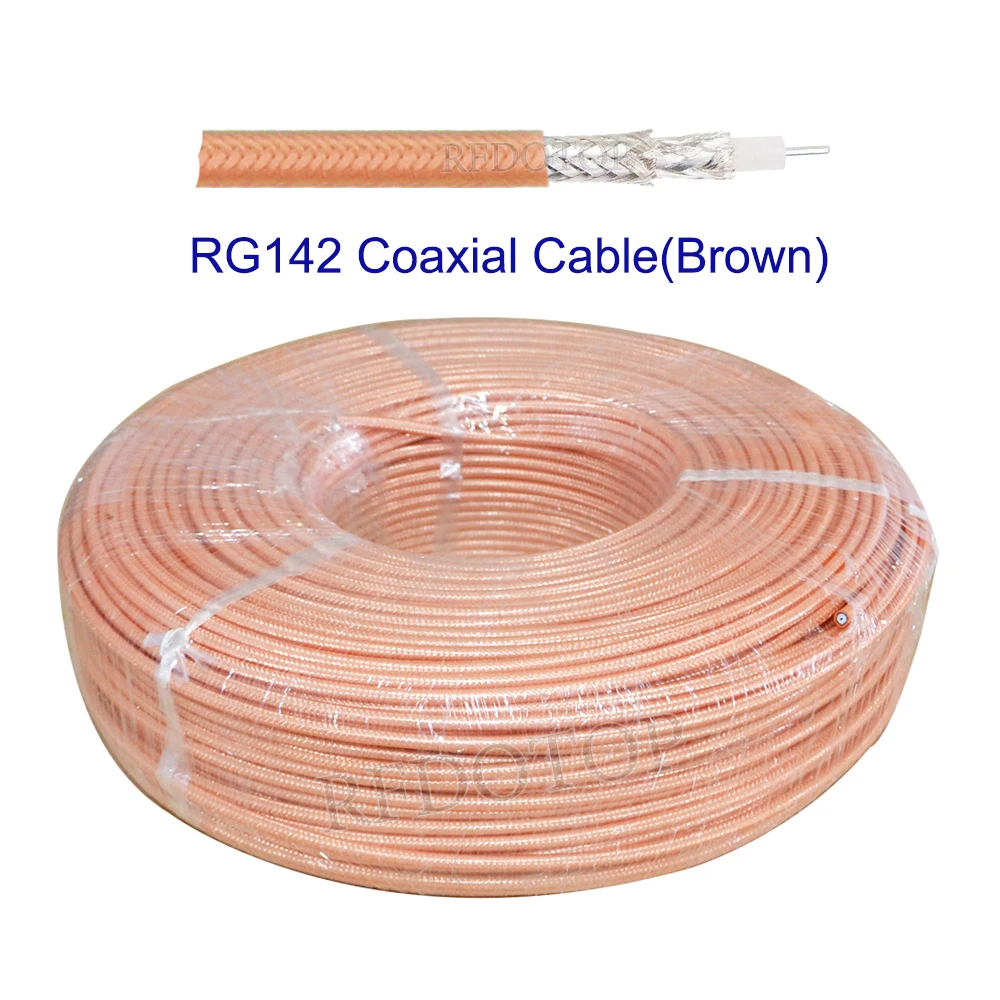 RG142 Brown FEP Jacket 50-3 Double Shielded RF Coaxial Cable RG-142 Coax Cable 50 Ohm  Low Loss High Quality 5CM-200M