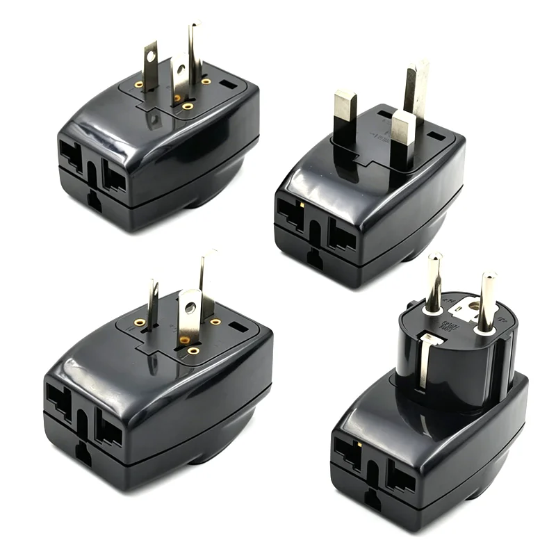Black US UK AU EU Male to Multi Socket Power Converter Plug Worldwide Travel Charging Plug For Phone Laptop Small Electronics