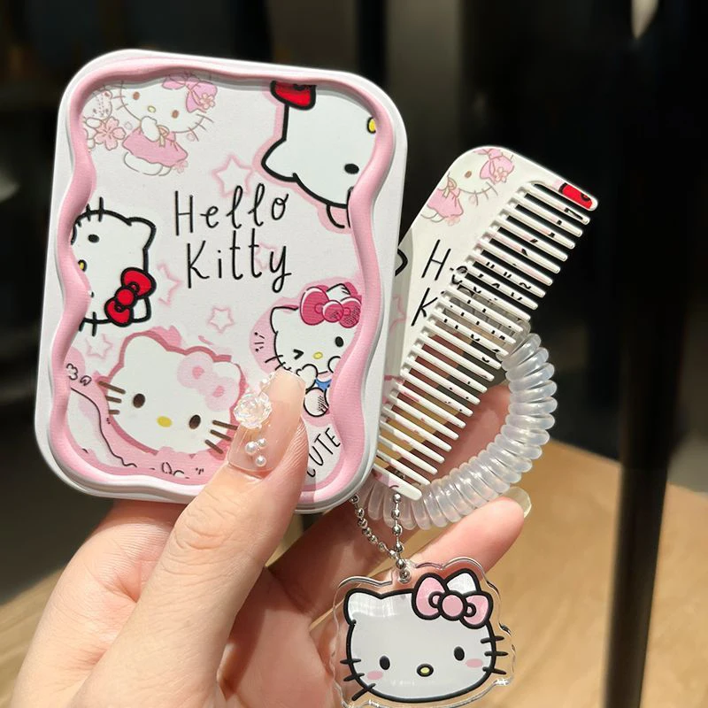

Аниме Sanrio Hello Kitty, мини-складное зеркало для макияжа, портативное милое мини-ручное зеркало для макияжа, подарки на Рождество, день рождения, Хэллоуин