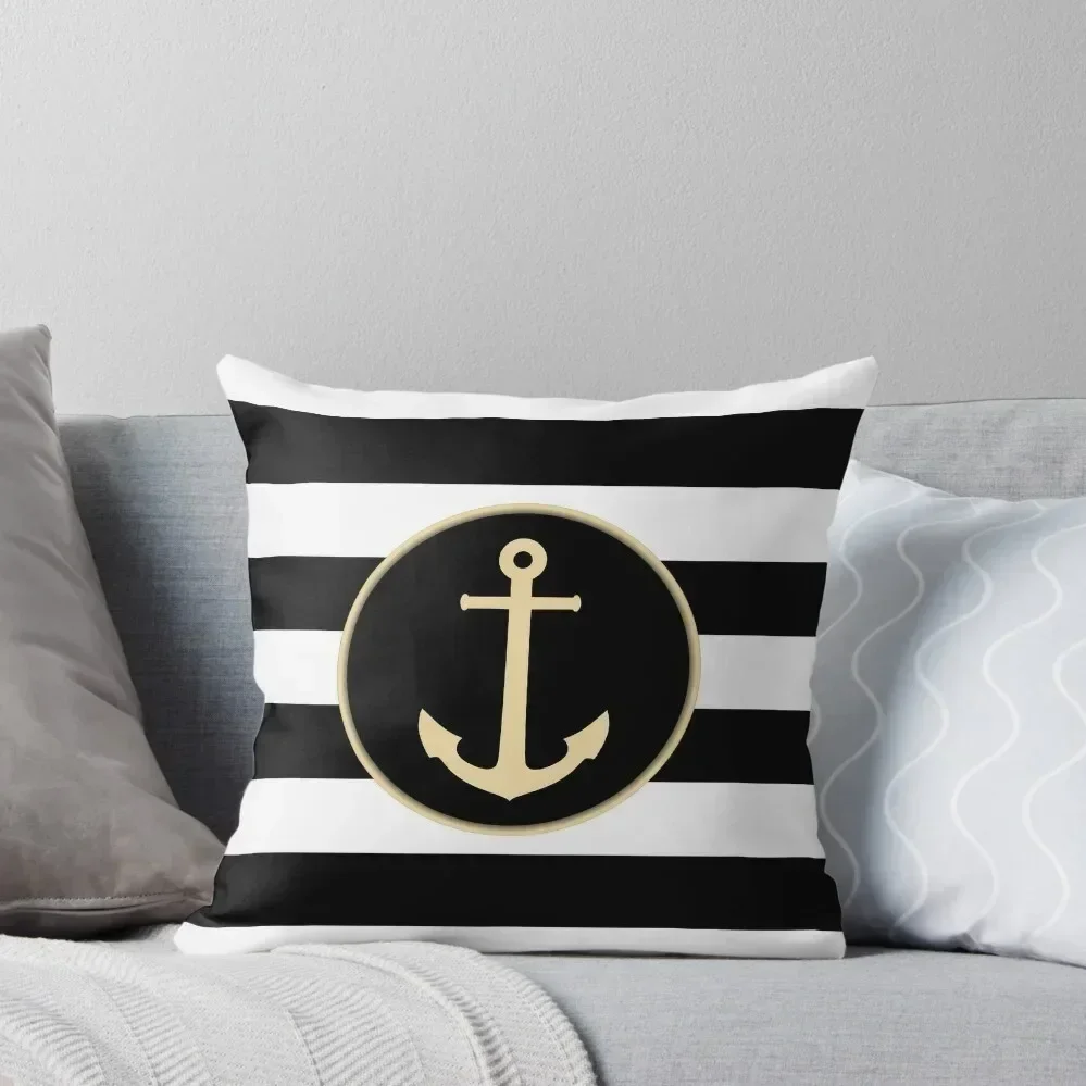 

Anchor On Black And White Stripes Throw Pillow Decorative Sofa Cushion Cushions For Sofa Couch Pillows pillow