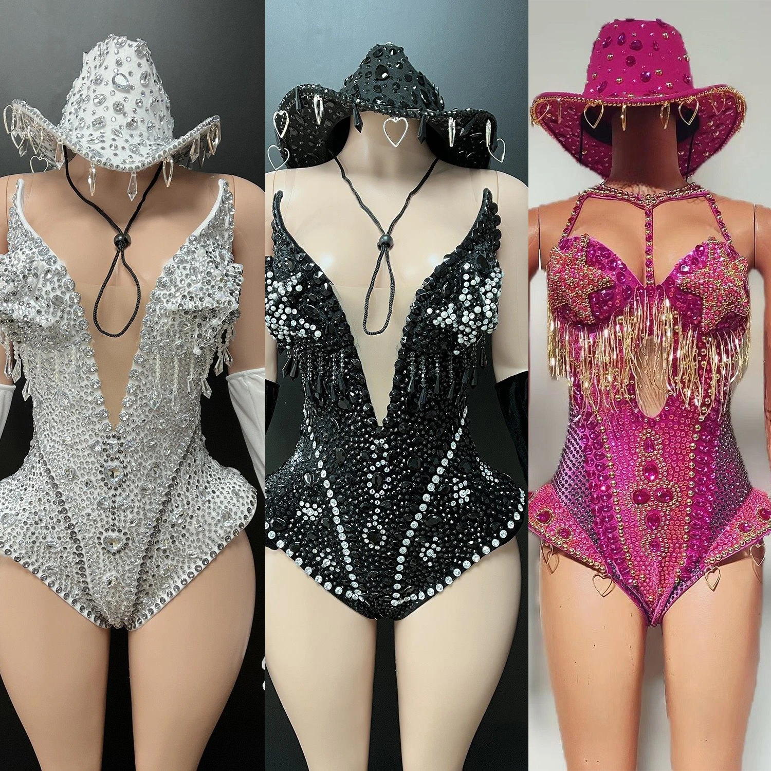 

6 Colors Women Rhinestones Bodysuit Sexy Pole Dance Gogo Costume Nightclub Bar DJ Stage Festival Outfit Stage Wear XS10943