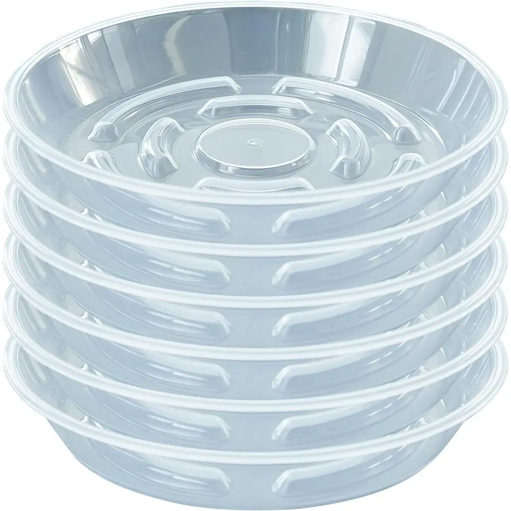 6-Pack Clear Plastic Plant Saucer, Durable 6-Inch Water Catcher for Indoor & Outdoor Use