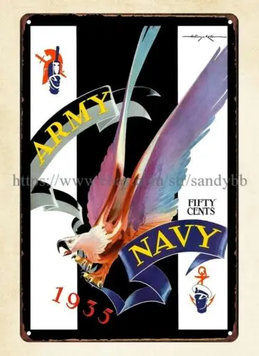 western wall decor 1935 Army Navy Football Program Military metal tin sign