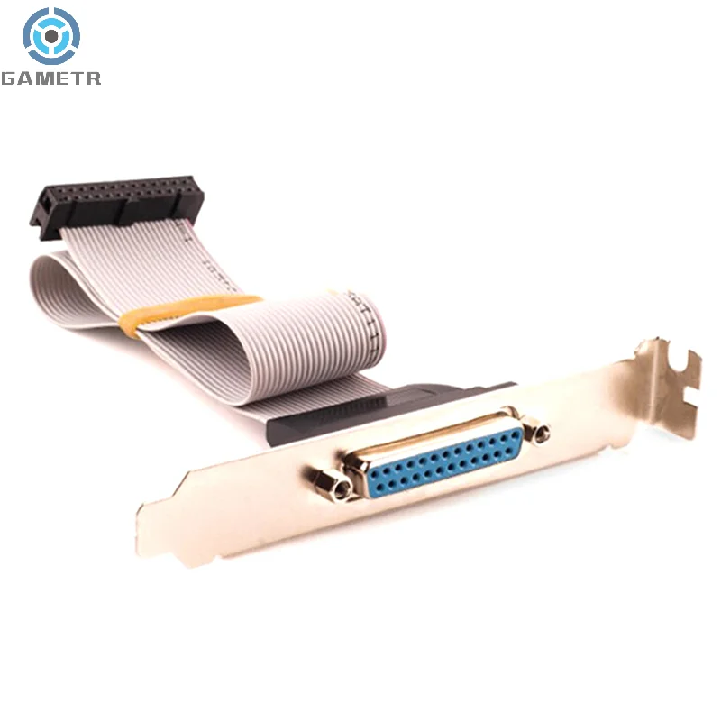 DB25 Adapter with Bracket to IDC 26 Pin Ribbon Cable Motherboard Slot Plate Parallel Panel DB-25 Female Socket Flat Cable