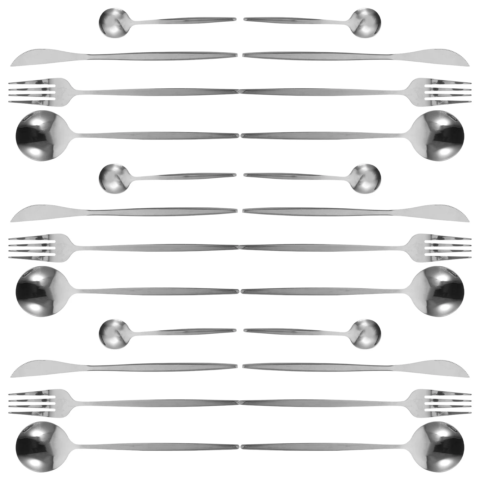 

6Sets Stainless Steel Cutlery Set Ergonomic Forks Spoons Tea Spoons for Family Gatherings Buffet Serving Silverware Kit