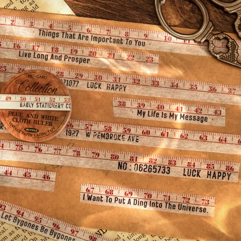 Mr Paper Tape Measure Collection Series Washi Tape Vintage Style Beauty Decorative Tape DIY Handbook Material Diary 6rolls in