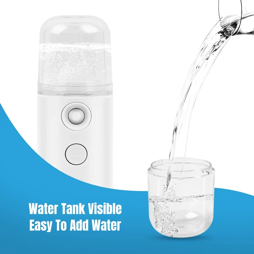 Face Steamer Humidifier USB Rechargeable Nano Mist Sprayer Facial Nebulizer Steamer Moisturizing Beauty Device Facial Skin Care