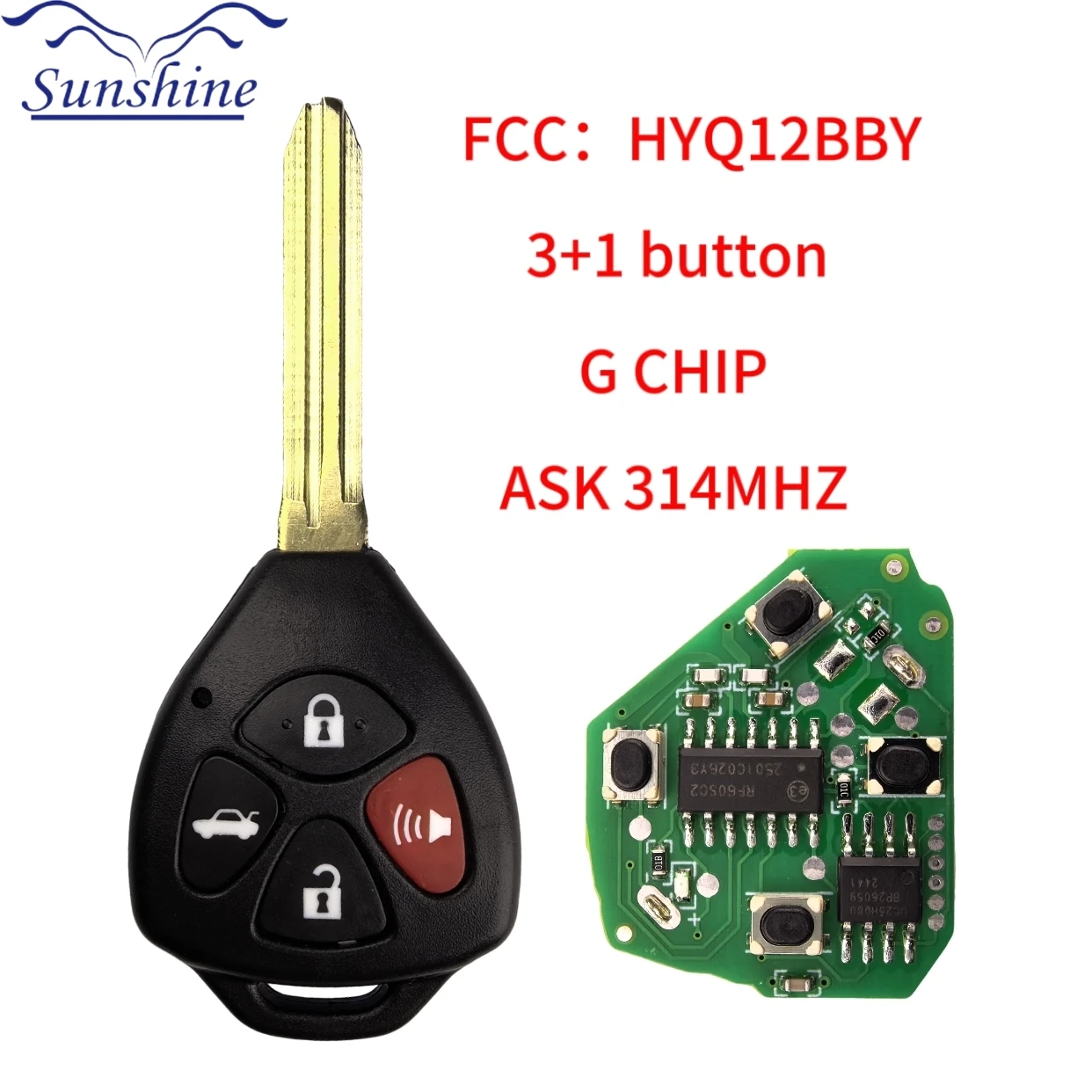 For Toyota Camry Avalon Corolla Matrix RAV4 Yaris Venza tC/xA/xB/xC HYQ12BBY 314.4Mhz ID4D 67 G Chip Car Remote Key Blade TOY43 - Image 2