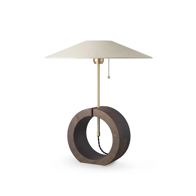 Walnut color linen pull line Italian Dali classic linen entrance bedroom living room decorative table lamp