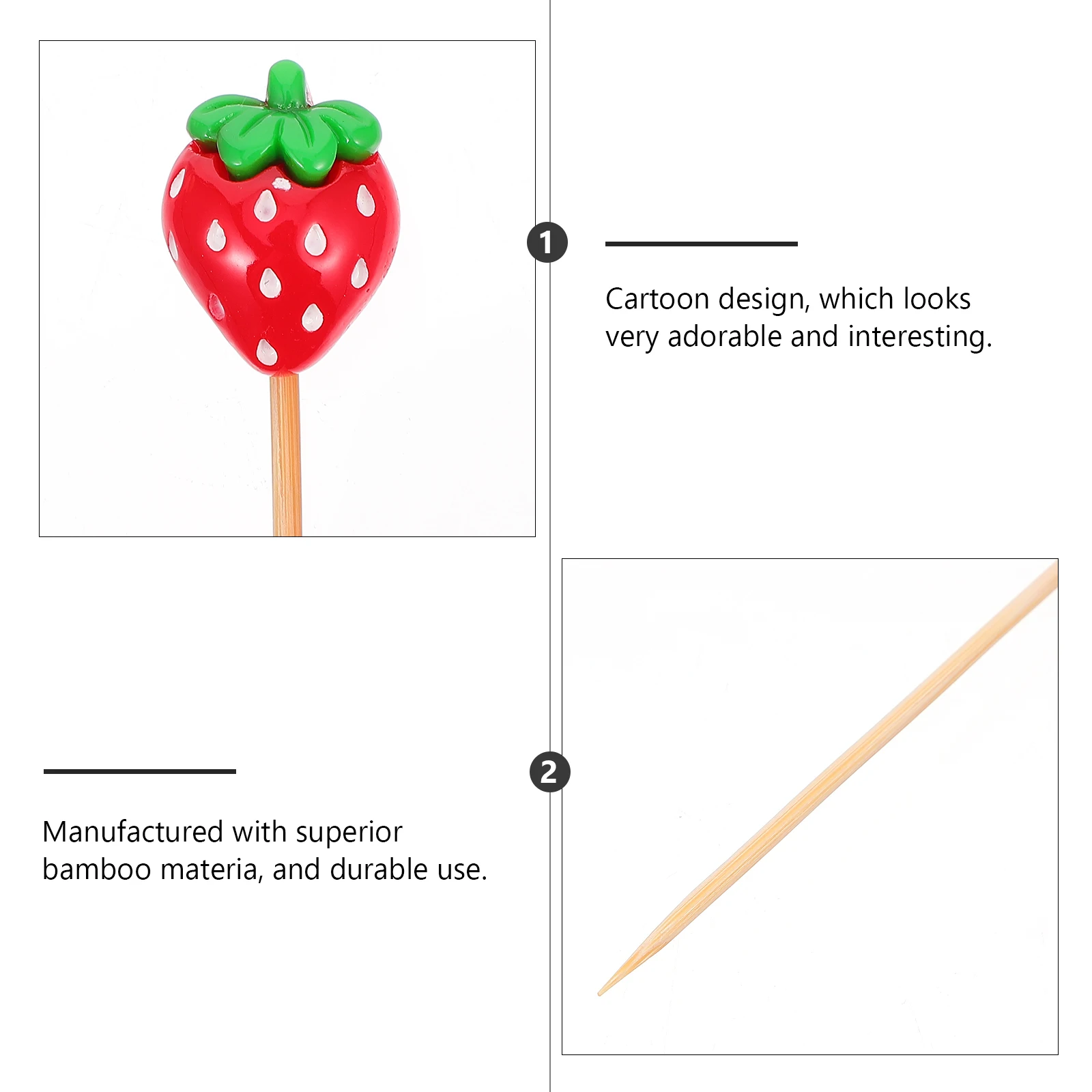

20 pcs Strawberry Cake Picks Cute Cupcake Inserts For Party Decor Creative Dessert Toppers Bamboo Resin Cake Supplies