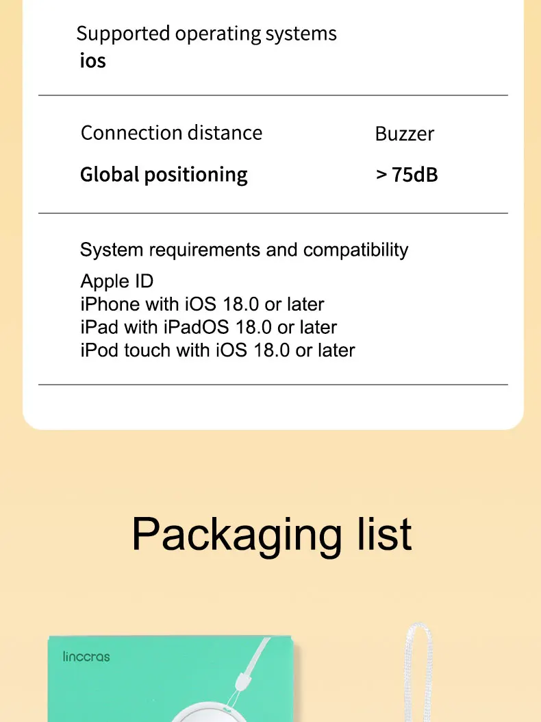 Anti-Verlust AirTag Smart Tag 4er-Pack, GPS-Tracker Kompatibel mit Apple iOS, Ortungsgerät für Schlüssel, Geldbörse, Auto, Haustiere – Detail 13