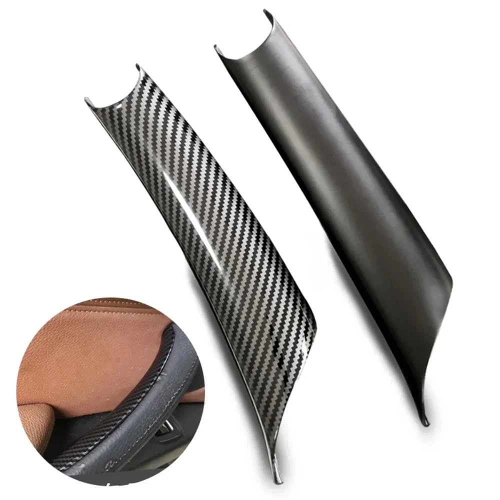 3Pcs Set Car Interior Door Side Handle Armrest Pull Trim Carbon Black Accessories For BMW X5 F15 X6 F16 2014-2018 LHD RHD