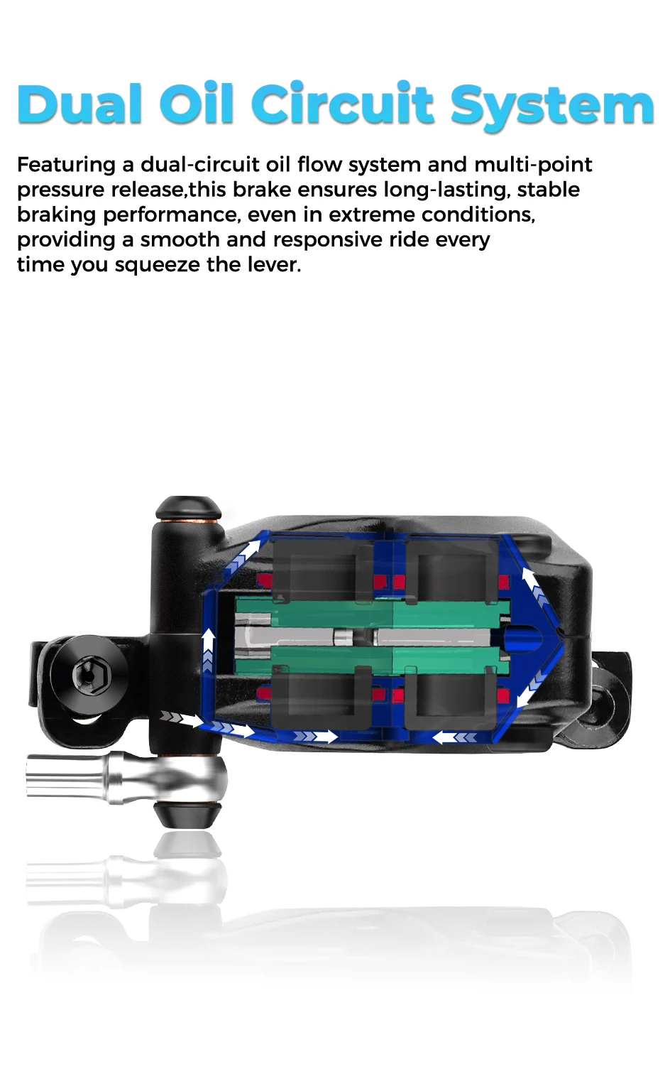 BOLANY Elektrofahrrad 4-Kolben hydraulische Bremsen MTB Scheibenbremse Stromausfall Schutz Mountainbike Bremsen für E-Bike-Teile – Detail 5