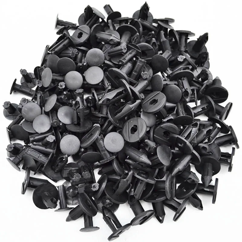 100PCS Black Plastic Retainer Rivet Car Fender Bumper Push Pin Clips Fasteners 8mm Hole For Honda Audi Buick Chrysler