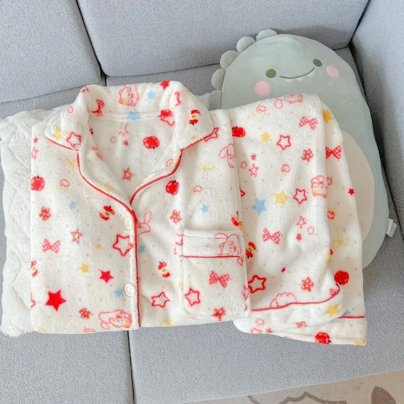 

Зимний мягкий фланелевый комплект женской пижамы с милым мультяшным котом, плюшевая пижама, удобная свободная теплая домашняя одежда