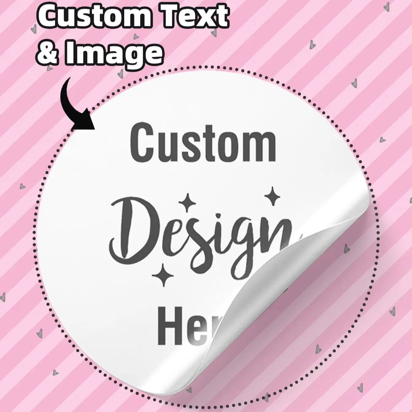 4CM Round Custom Stickers, Personalized Text Image Labels for Friends, Scrapbook Markers, Journal Tags & Card Making Decor