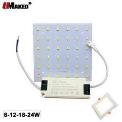 1/ 5sets LED PCB+Driver Kits 6W 12W 18W LED Downlight Aluminum Light Heatsink SMD5730 110lm/W Square Light Source For Panel Lamp