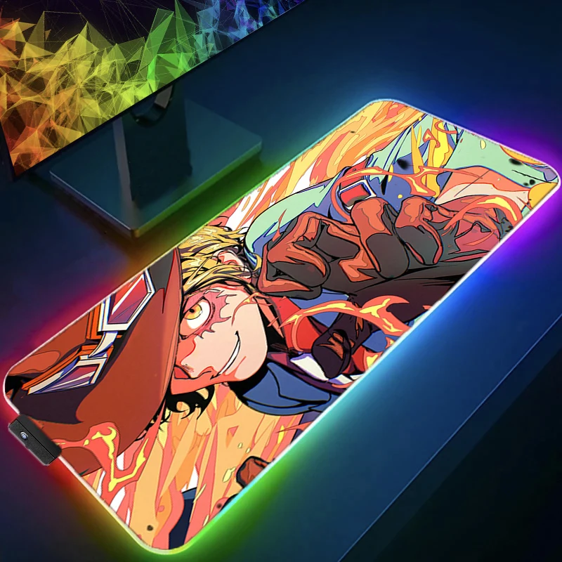 RGB LED Mouse Pad Meja Kantor Tikar Komputer Gamer Karet Mousepad One Piece Sabo Keyboard Pad Aksesoris PC Mouse Mat Tablet Pad