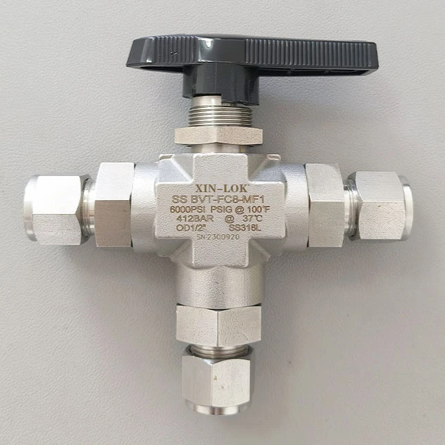 Double Sleeve Gas Three-way Ball Valve, High-pressure BV Forging Body, Liquid 6000PSI Ball Valve