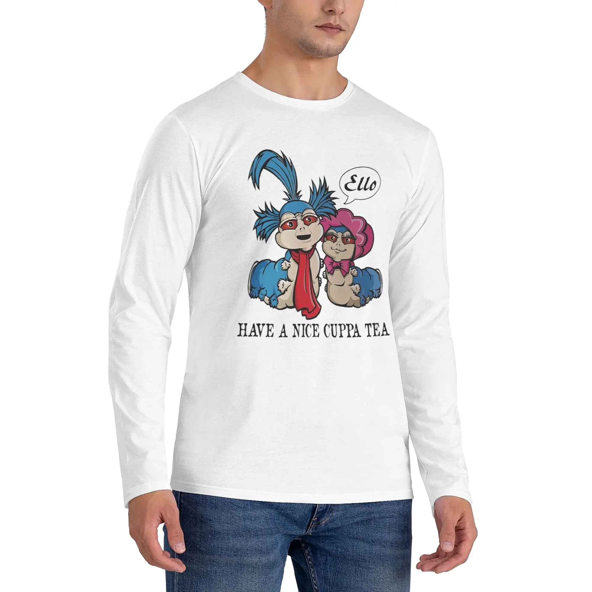 

Эллио! The Worm - Мужская футболка с длинными рукавами «Лабиринт», повседневные футболки с круглым вырезом, весенние и осенние мужские топы