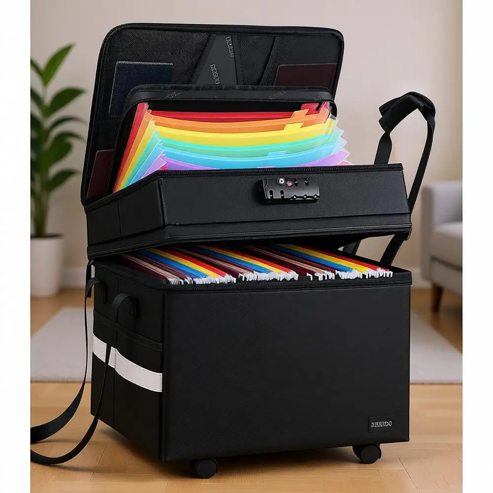 

Многослойный портативный органайзер для документов на колесиках, водонепроницаемый, для дома или офиса