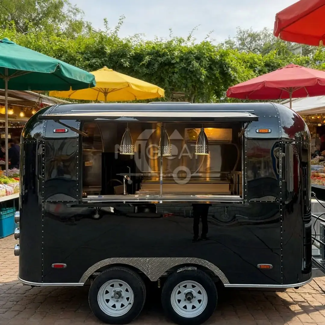 Trendy Mirror Surface Mobile Snack Cart for Startup Business Multi-functional Cold Drink & Baking Catering Trailer