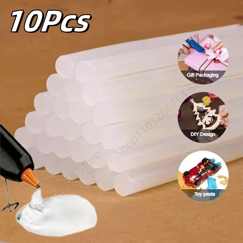 10Pcs Hot Melt Glue Stick DIY High Temperature Resistant White Transparent Glue Stick Handmade High-Adhesive Hot Melt Stick