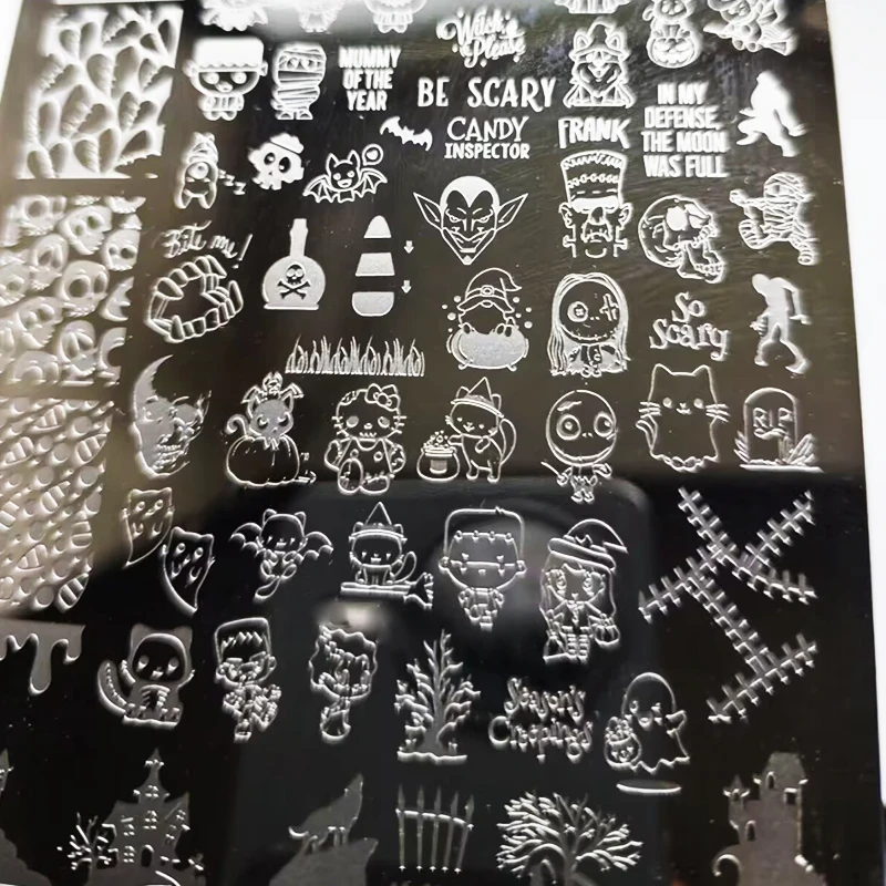 Cartoon Charakter Halloween Nagel Stamping Platten Kürbis Vorlage Schablonen Nail art Stempel Bild Platte Maniküre Nagel Druck Werkzeug