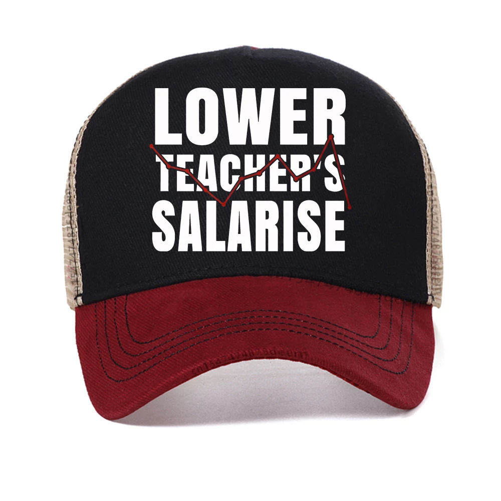 

Funny Lower Teacher Salaries Print baseball cap Men Women Humorous Letters Street Hip Hop hat Breathable mesh Snapback hats