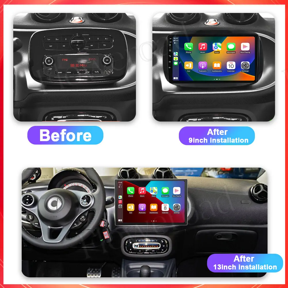 13 inch Android For Mercedes Smart 453 Fortwo 2014 - 2020 Autoradio Car Radio Multimedia Player QLED Carplay Screen Monitor Auto