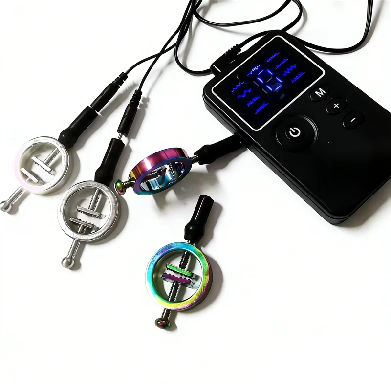 Metal Nipples Clips 8 Modes Electric Shock Breast Clamps Stimulation Massage Adult Games Sex Toys for Women Couples Flirting - view 2