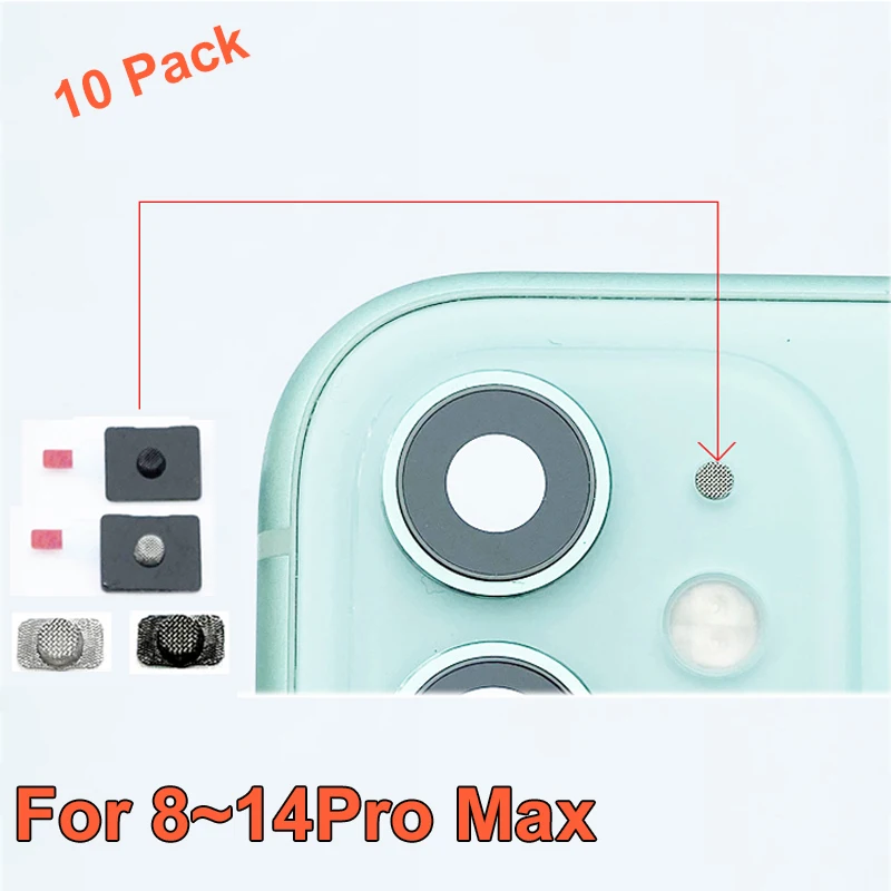 

Набор из 10 пылезащитных сеток для микрофона для iPhone 8 XR X Xs 11 12 13 mini 14 Plus Pro Max + сетчатая рамка с держателем, сменная деталь