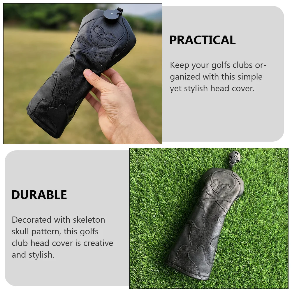 قطعة واحدة من غطاء رأس نادي الجولف PU نمط جمجمة مقاوم للطقس غطاء رأس جولف واقي لحماية النادي #5