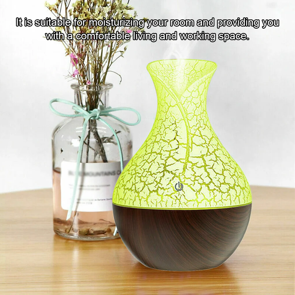 เครื่องเพิ่มความชื้นในอากาศขนาด 130 มล. พร้อมไฟ LED รูปทรงแจกัน เครื่องกระจายกลิ่นหอมไฟฟ้า 7 สี ไฟกลางคืน เสียงเบา เครื่องพ่นไอน้ำสำหรับตกแต่งสำนักงานและห้องนอน