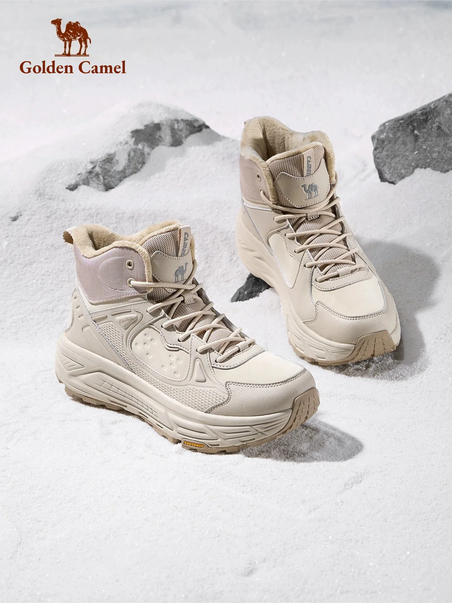 Golden Camel Winter New Warm Women Hiking Boots Outdoor High-Top Thick Bottom Non-Slip Fleece Casual Sport Shoe Men Hiking Shoes