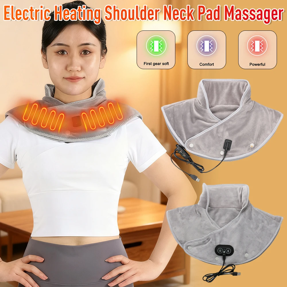 Shoulder Neck Pad Massager Electric Heating Cervical Brace Wrap Hot Compress Cervical Shawl Warmer Fatigue Warm Back Brace Tool