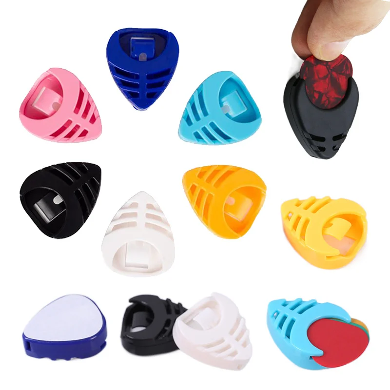 2/5Pcs Random Color Guitar Pick Case, Portable Heart Shape Plectrum Holder Box for Accessories TMZ