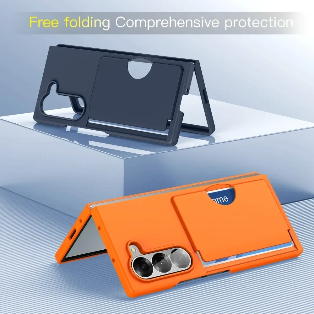 Wallet Card Holder Phone Case for Samsung Galaxy Z Fold 6 Fold6 ZFold6 5G Shockproof Hard PC Shell Protective Cover