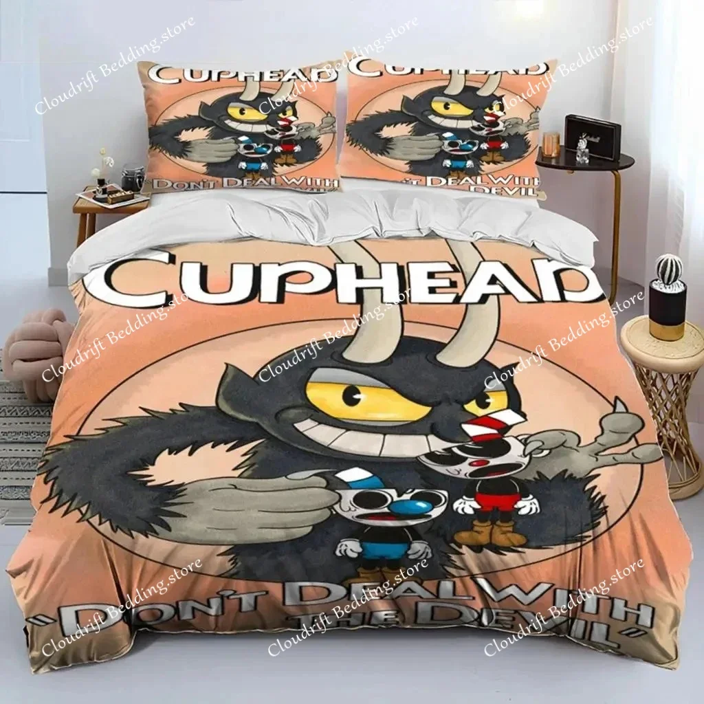 

Cartoon Cuphead Show Bedding Set Boys Girls Twin Queen Size Duvet Cover Pillowcase Bed Kids Adult Fashion Home Textileextile