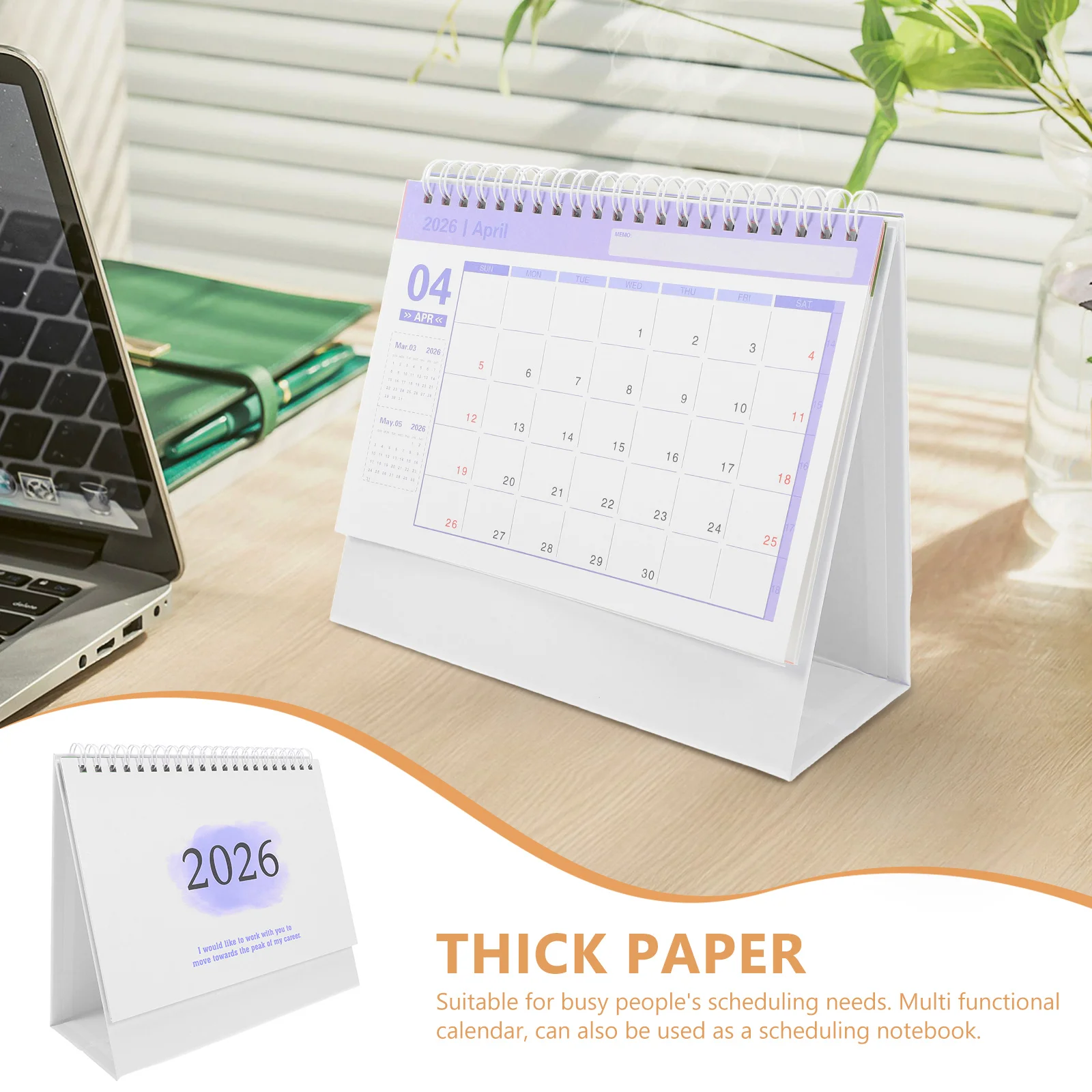 Calendario de escritorio 2026 Mini calendario de mesa con tapa de pie para el hogar, oficina, escuela, planificador diario, organizador con fecha de 2025-2026, azul cielo