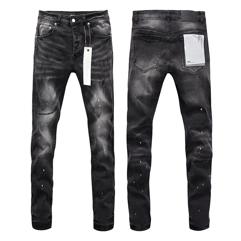 

Purples Jeans European and American Ripped Locomotive Trousers High Quality Pencil Jeans Brands Pants