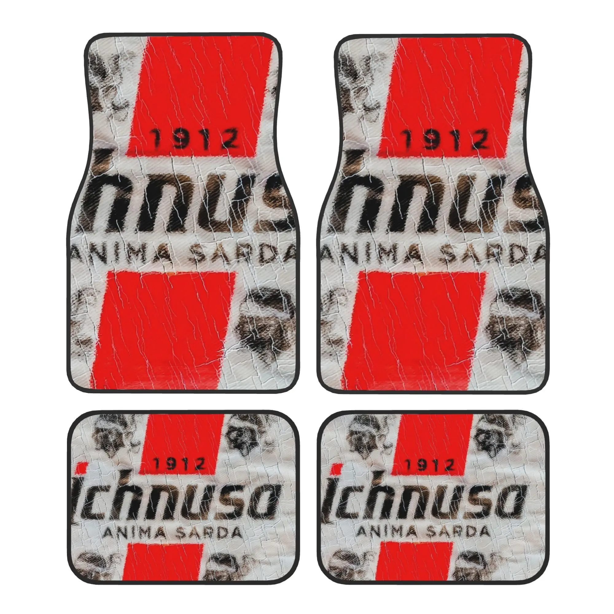 4pcs Heavy-Duty Car Floor Mats | Driver/Passenger/Rear/Trunk Liners, Italian-Inspired Design, Polyester Fiber, Universally Appli