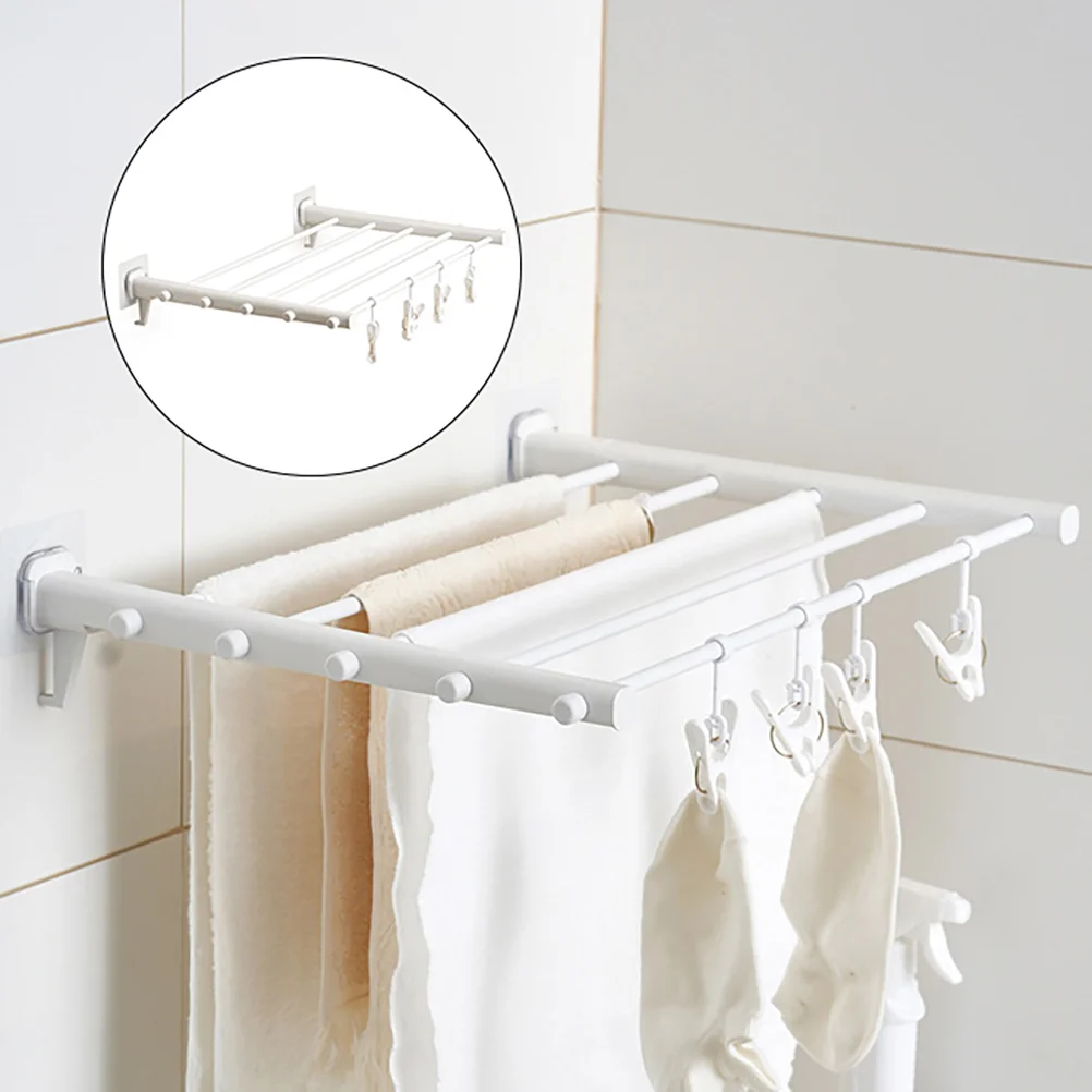 

s Foldable Extendable Clothes Drying Rack Telescopic Indoor Outdoor Hidden Wall Mount No Hole Punch Space Saving Laundry Balcony