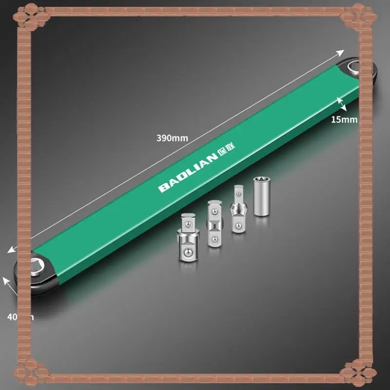 24-Stunden-Lieferung BAOLIAN Multifunktionales Dual-Head-Offset-Verlängerungsschlüssel-Werkzeug mit Antriebsadaptern, universelles Design für dicht