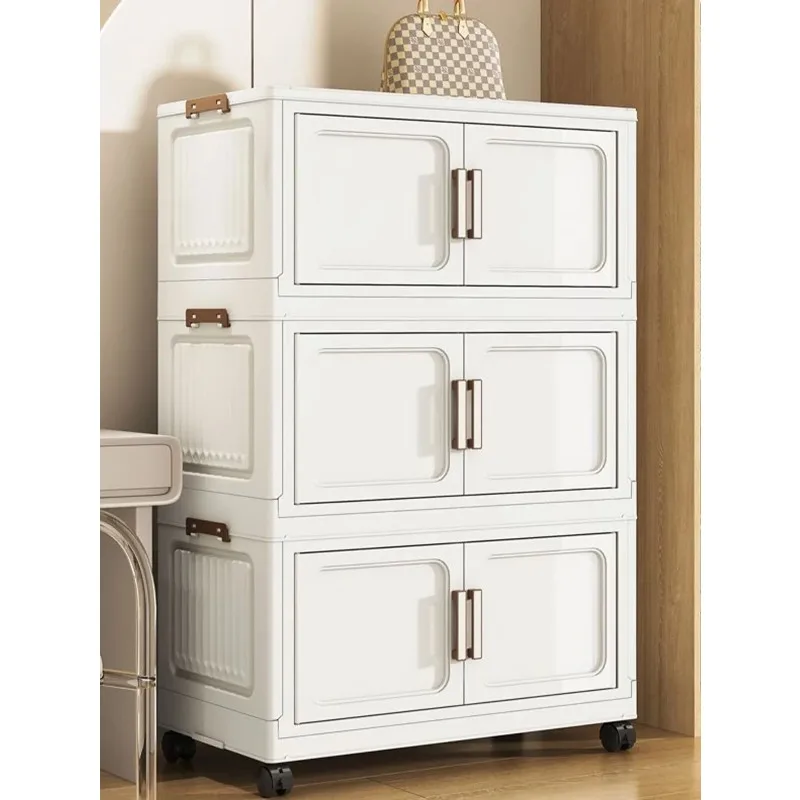 Folding Storage Cabinet with Drawers Home Organization Kitchen Bathroom Bedroom Multi-Functional Compact Closet Space Saver