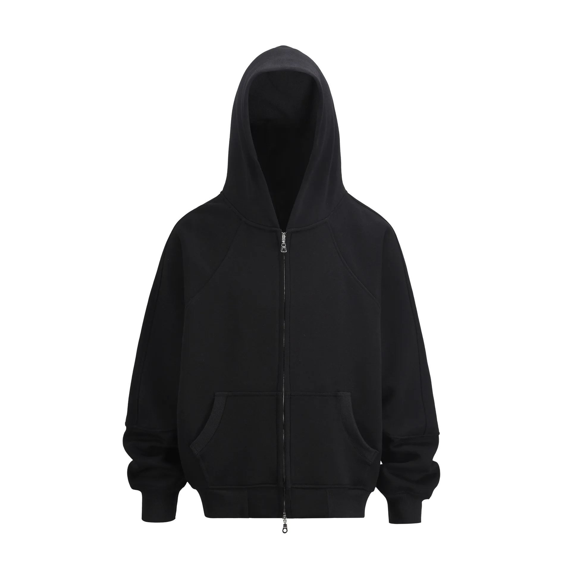 

Spring Autumn New Fashion Men's Casual Trendy Grey Black Hooded Hoodie Zipper Solid Color Loose Hoodie Streetwear Men's Clothing