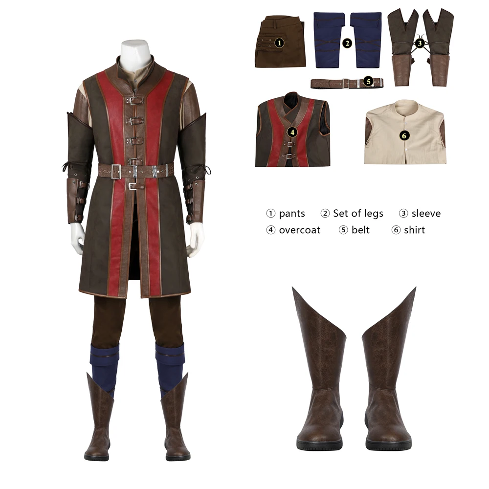 Halloween Carnival BG3 Wyll Cosplay Costume Baldur Outfit with Coat Shirt Pants Gate 3 Costumes Uniforms Suit for Adult Men