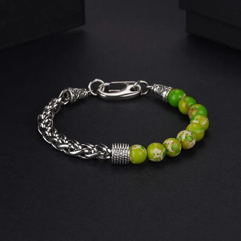 Bracelet à chaîne en acier inoxydable 316L pour hommes, bijoux en pierre naturelle œil de tigre, perles tendance Hip Hop, cadeaux pour hommes